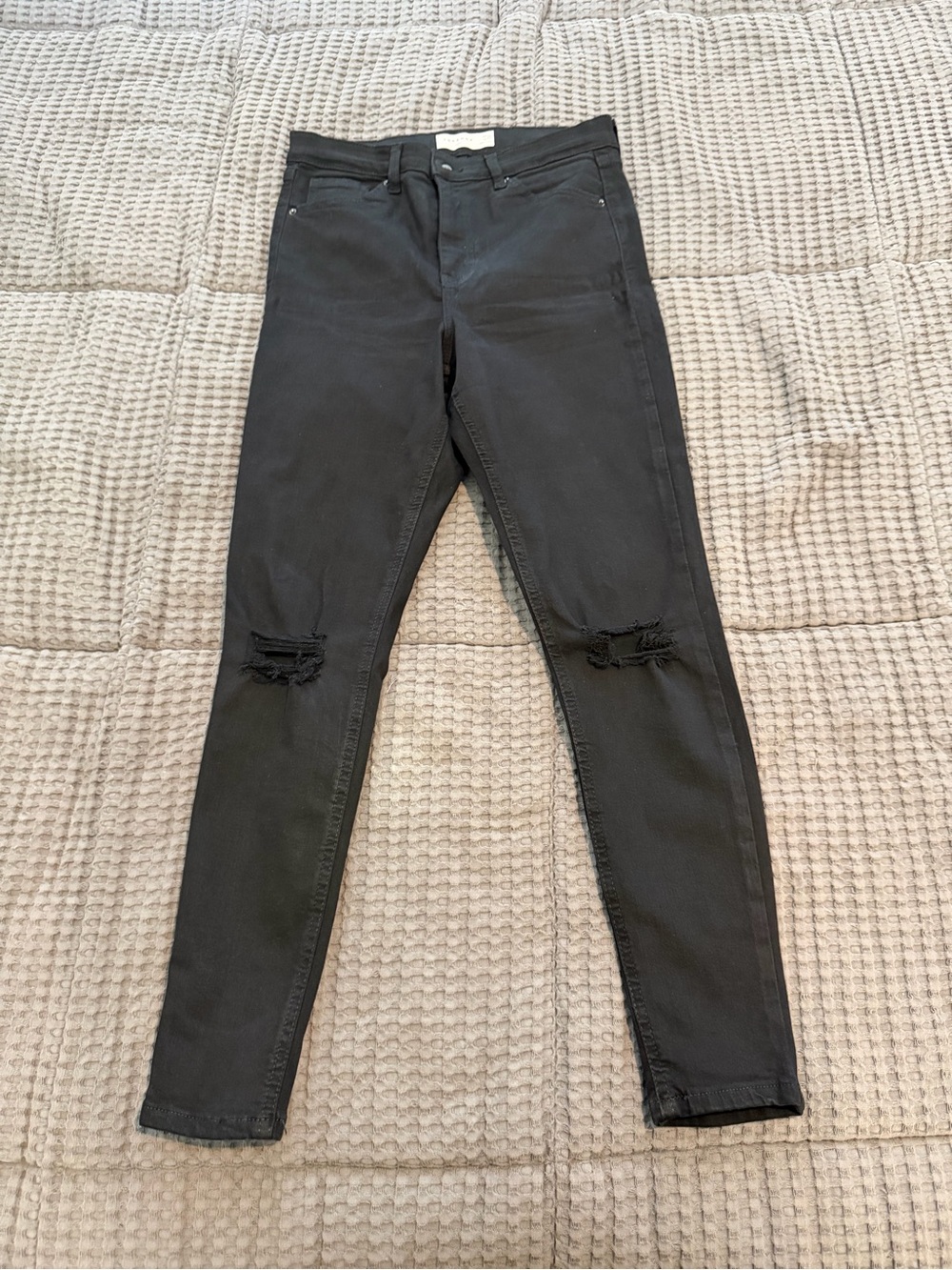 Topshop Black Skinny Jeans with Knee Distressing